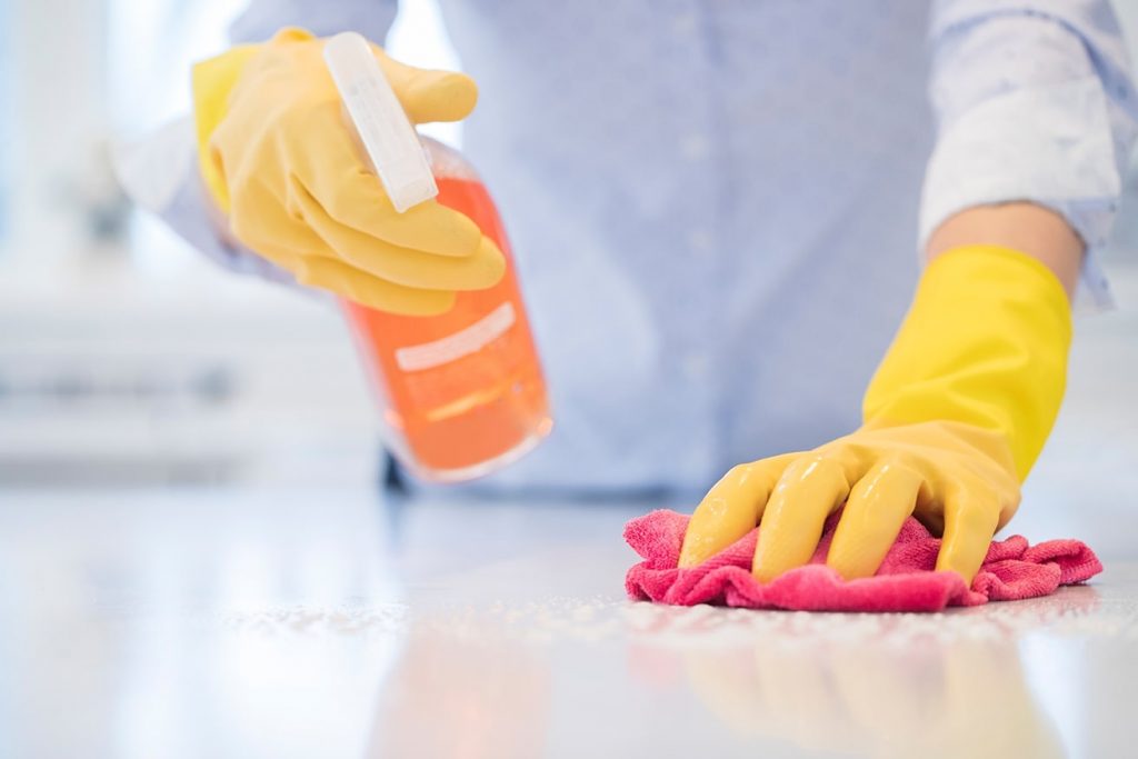cleaning kitchen